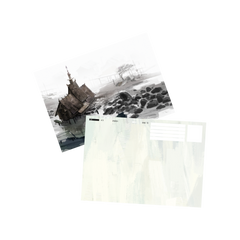 Abstract collage combining architectural and natural elements in grayscale tones.