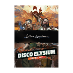 Video game cover art for ’Disco Elysium: The Final Cut’ featuring a collage of stylized character portraits and scenes.